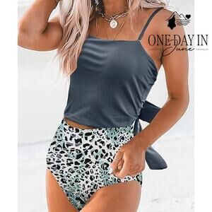 CharmLeaks Crop Top High Waist Bikini Swimsuit Size L